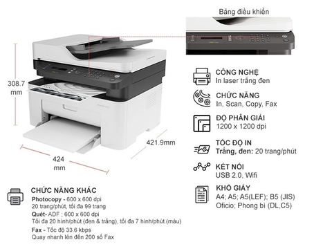  Máy in laser đa chức năng HP Laser MFP 137fnw 4ZB84A (In đa năng - In qua wifi) 