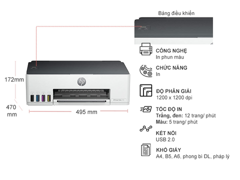  Máy in phun màu HP Smart Tank 210 3D4L3A ( In phun màu qua wifi ) 