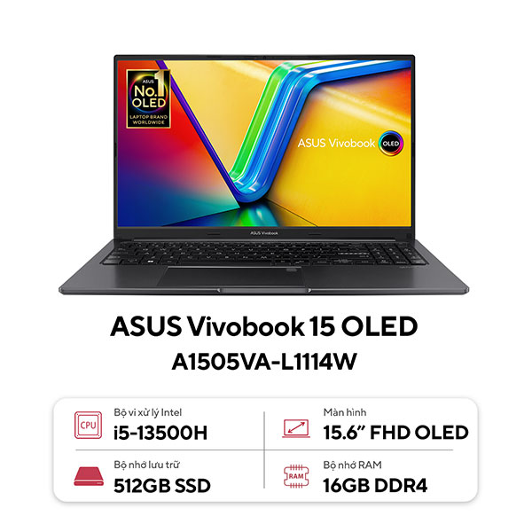  Laptop Asus VivoBook 15 OLED A1505VA-L1114W i5-13500H| 16GB| 512GB| OB| 15.6
