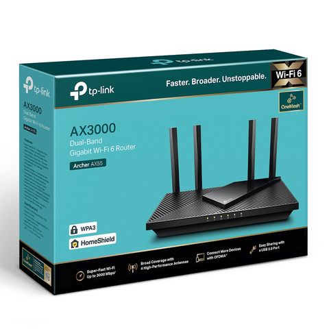  Thiết bị mạng TP-LINK Router Wifi Chuẩn Wifi 6 Archer AX55 