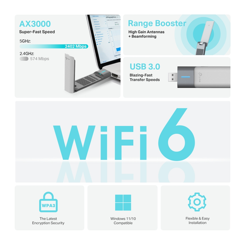  Thiết bị mạng TP-LINK USB Thu Sóng WiFi Archer TX50UH AX3000 