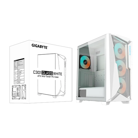  Thùng máy tính | Case Gaming Gigabyte C301 Glass White C301GW 