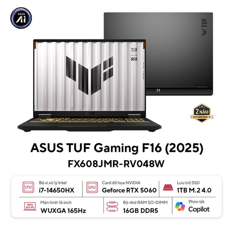  Laptop ASUS TUF Gaming F16 FX608JMR-RV048W i7-14650HX| 16GB| 1TB| RTX5060 8GB| 16