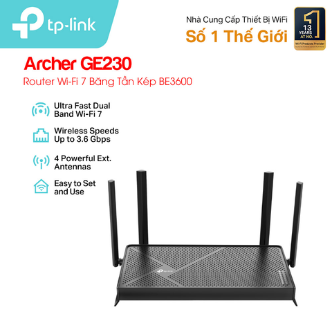  Thiết bị mạng TP-LINK Router Wifi 7 Archer GE230 Băng Tần Kép BE3600 