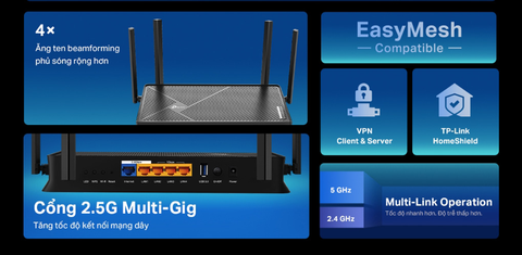  Thiết bị mạng TP-LINK Router Wifi 7 Archer GE230 Băng Tần Kép BE3600 