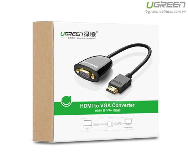  Cáp chuyển đổi HDMI to VGA ( không Audio) Ugreen 40253 