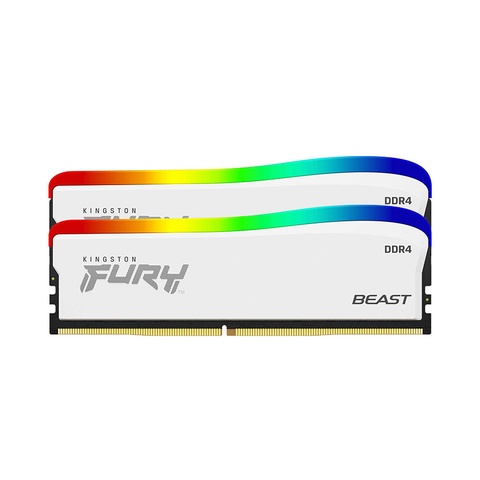  Ram Desktop/PC Kingston DDR4 3200MHz 16GB (2x8GB) Fury Beast White RGB SE (KF432C16BWAK2/16) 