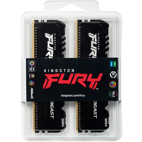  Ram Desktop/PC Kingston DDR4 3600MHz 32GB (2x16GB) Fury Beast RGB (KF436C18BBAK2/32) 