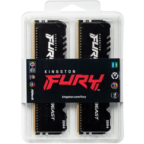  Ram Desktop/PC Kingston DDR4 3200MHz 32GB (2x16GB) HyperX Fury Beast RGB (KF432C16BBAK2/32) 