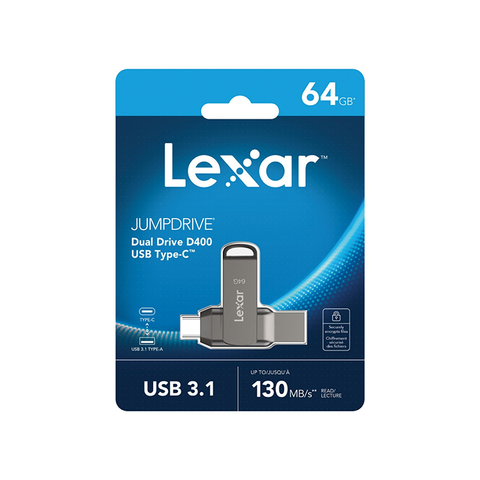  USB Lexar JumpDrive Dual Drive D400 64GB USB 3.1 Type-C LJDD400064G-BNQNG 