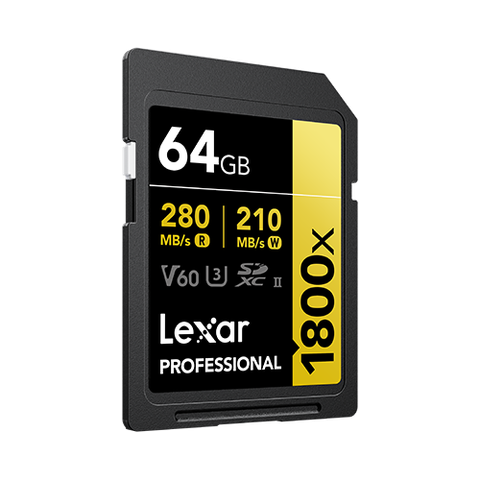  Thẻ nhớ Lexar SD Professional 1800x 64GB SDXC UHS-II Card GOLD LSD1800064G-BNNNG 