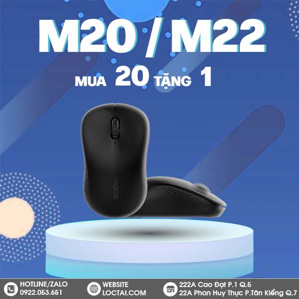  Chuột máy tính Rapoo M22 (Không dây - Kết nối USB) 