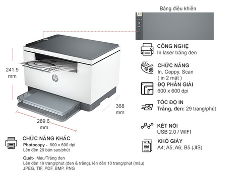  Máy in laser đa chức năng HP LaserJet MFP M236DW 9YF95A ( In đa năng , In qua Wifi , In đảo mặt ) 