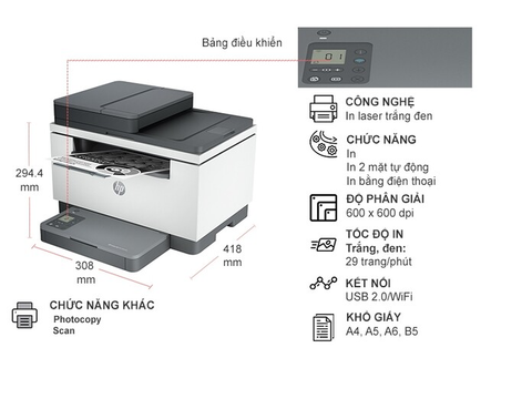  Máy in Laser đa chức năng HP LaserJet MFP M236sdw 9YG09A ( In đa năng , In qua Wifi , In đảo mặt ) 