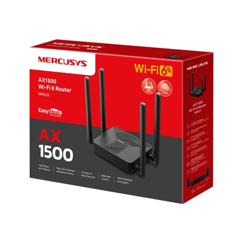  Thiết bị mạng Router Wifi 6 Mercusys MR62X Băng Tần Kép AX1500 