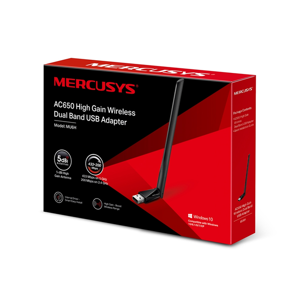  Thiết bị mạng Mercusys USB Thu Sóng WiFi MU6H AC650 