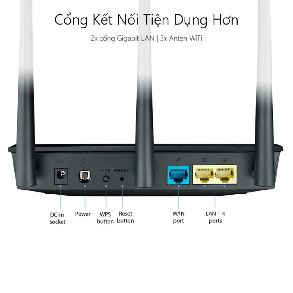  Thiết bị mạng Router Wifi ASUS RT-AC53 (Giải trí đa phương tiện) 