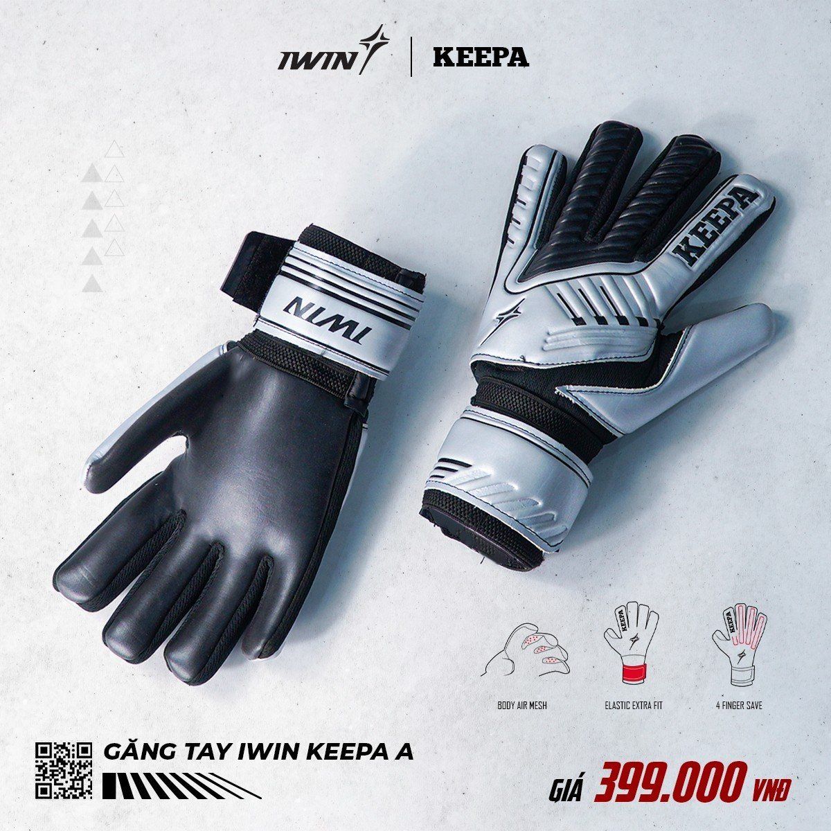  Găng tay iwin Keepa A - Bạc 