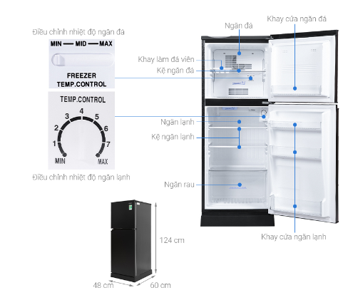 Tủ lạnh Aqua 130 lít AQR-T150FA(BS)