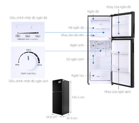 Tủ lạnh Aqua Inverter 211 lít AQR-T238FA(FB)