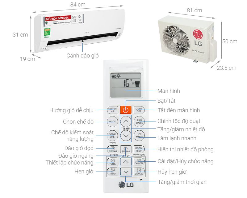 Máy lạnh 2 chiều LG Inverter 1.5 HP B13END1