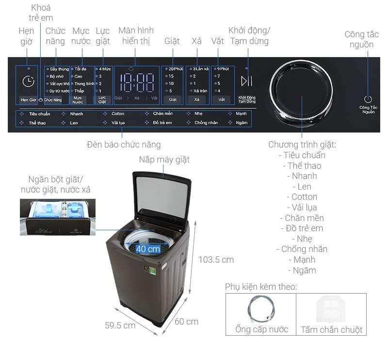 Máy giặt Aqua Inverter 13 kg AQW- DR130UGT PS