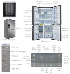 Tủ lạnh Electrolux Inverter 609 Lít EQE6879A-B
