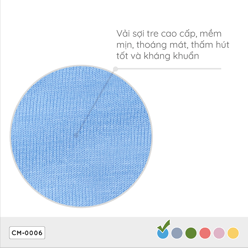 Khẩu trang người lớn Coolmom chất liệu sợi tre cao cấp màu xanh cyan size M / CM-0006-M-XC