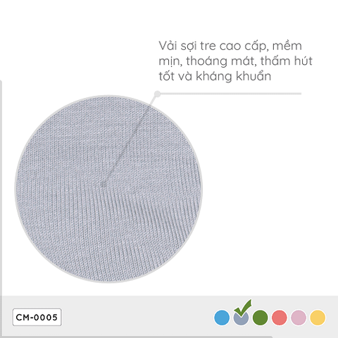 Khẩu trang trẻ em Coolmom chất liệu sợi tre cao cấp màu xám fog size M / CM-0005-M-XF