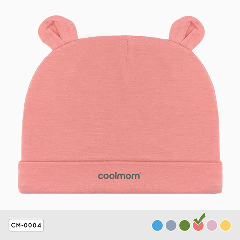 Mũ sơ sinh tai gấu Coolmom chất liệu sợi tre cao cấp màu hồng flamingo / CM-0004-1M-HF