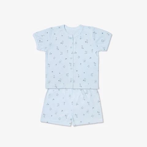 Bộ sơ sinh ngắn tay Miomio cài giữa mỏng mát