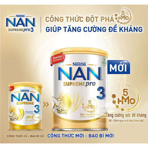 Sữa bột Nestlé NAN SupremePro 2 lon 800g với 5HMO & đạm Gentle Optipro nhập khẩu nguyên lon từ Đức
