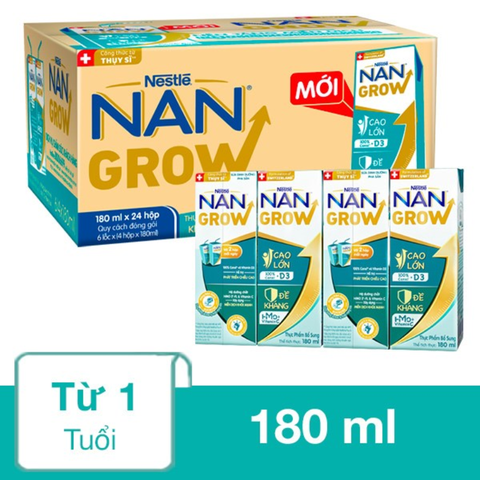 Thùng 24 hộp sữa pha sẵn Nestlé NANGROW sữa mát công thức từ Thụy Sĩ 100% Canxi giúp bé cao lớn vượt trội 6 (4 x 180ml)