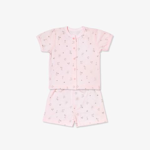 Bộ sơ sinh ngắn tay Miomio cài giữa mỏng mát