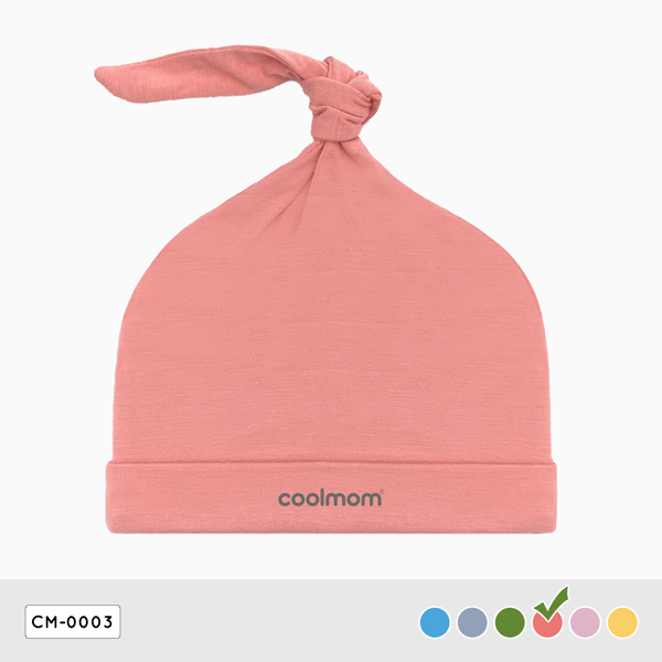 Mũ sơ sinh đuôi gút Coolmom chất liệu sợi tre cao cấp màu hồng flamingo / CM-0003-1M-HF
