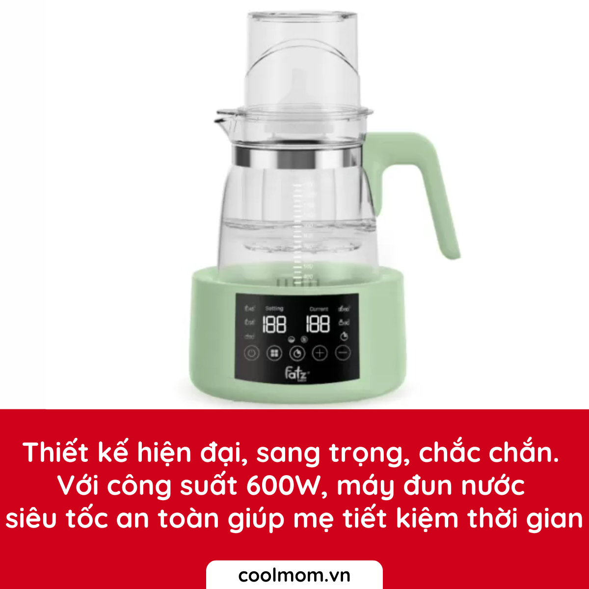 Máy đun và hâm nước pha sữa điện tử Fatzbaby QUICK 14 FB3101RS