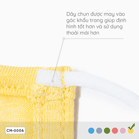 Khẩu trang người lớn Coolmom chất liệu sợi tre cao cấp màu vàng vanilla size M / CM-0006-M-V