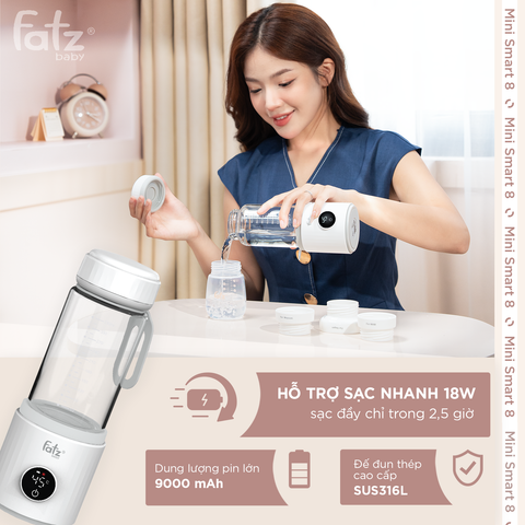 Bình hâm nước pha sữa di động Fatzbaby Mini Smart 8 FB3822FD