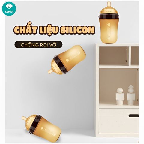 Bình sữa Kamidi silicone nâu