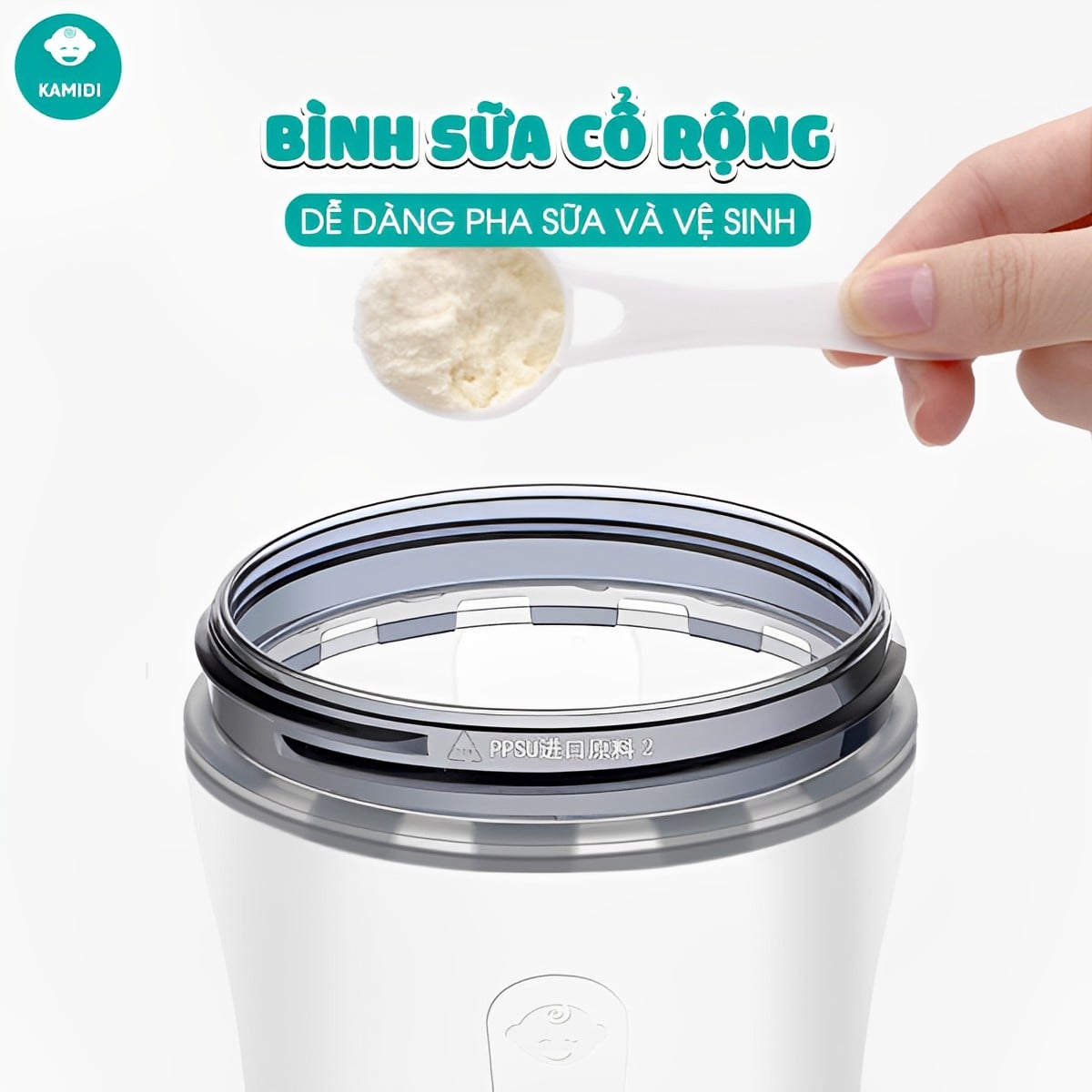 Bình sữa silicon trắng Kamidi