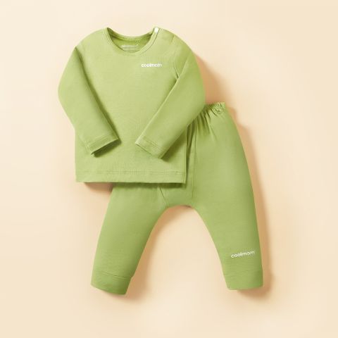 Bộ dài tay cài vai Coolmom chất liệu sợi tre cao cấp màu xanh pickle size 9M / CM-0018-9M-XP