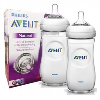 Bộ 2 bình sữa Philips Avent Natural 125ml / 260ml / 330ml bằng nhựa PP không có BPA