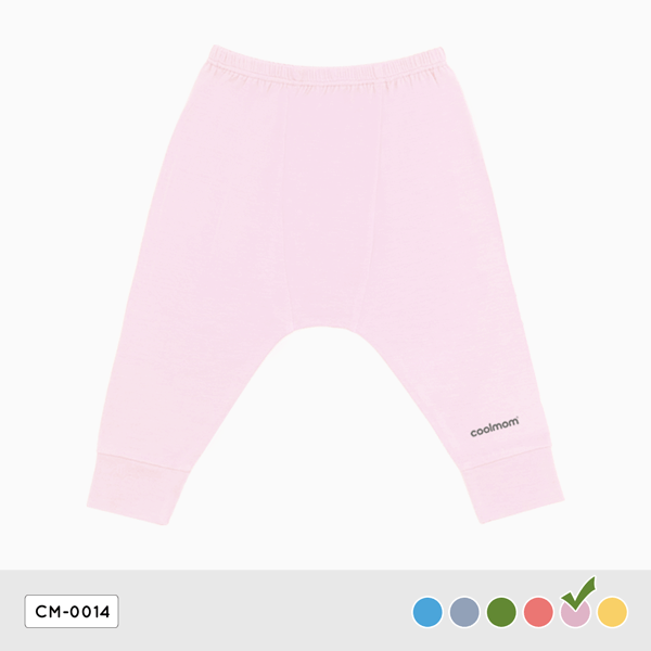 Quần dài đáp đũng Coolmom chất liệu sợi tre cao cấp màu hồng pastel size 12M / CM-0014-12M-HP