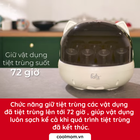Máy úp bình sữa và tiệt trùng sấy khô UVC FATZBABY TIDY 1 FB4268WM