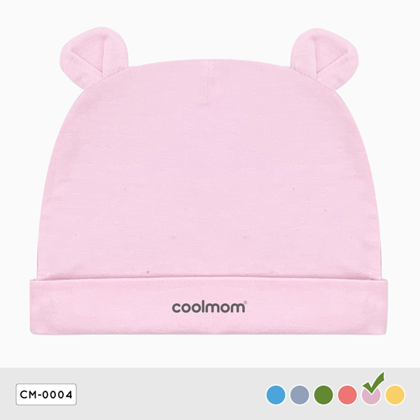 Mũ sơ sinh tai gấu Coolmom chất liệu sợi tre cao cấp màu hồng pastel / CM-0004-1M-HP