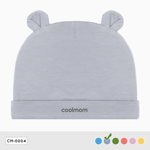 Mũ sơ sinh tai gấu Coolmom chất liệu sợi tre cao cấp màu xám fog / CM-0004-1M-XF