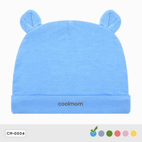 Mũ sơ sinh tai gấu Coolmom chất liệu sợi tre cao cấp màu xanh cyan / CM-0004-1M-XC