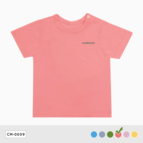 Áo cài vai tay ngắn Coolmom chất liệu sợi tre cao cấp màu hồng flamingo size 12M/ CM-0009-12M-HF