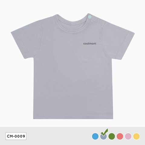 Áo cài vai tay ngắn Coolmom chất liệu sợi tre cao cấp màu xám fog size 12M/ CM-0009-12M-XF