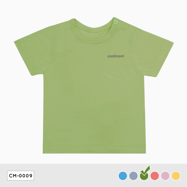 Áo cài vai tay ngắn Coolmom chất liệu sợi tre cao cấp màu xanh pickle size 12M/ CM-0009-12M-XP